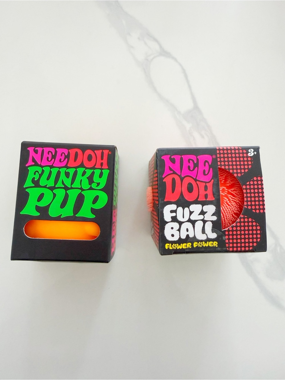 NeeDoh ORANGE Bundle Set of 2 Rare Funky Pup & Fuzz Ball Sealed Sensory Fidget 🍊